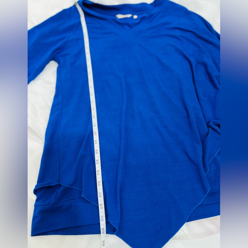 Soft Surroundings Asymmetrical Cobalt Blue Madison Cape Sweater Tunic Size M - Picture 8 of 11